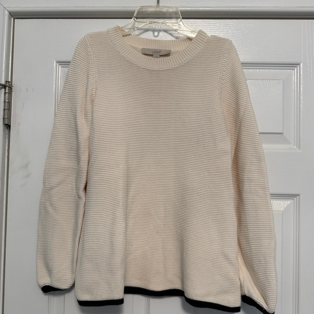 LOFT Cream Knit Texture Sweater